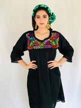 Black Paloma Dress - Hand-embroidered -  M/L - $52.00