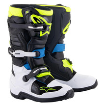 Alpinestars Youth Tech 7S Black Enamel Blue Flo Yellow MX Kids Boots Mot... - $249.95