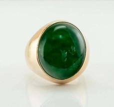 Green Onyx 5 Carat sterling silver Huge 14K Gold Plated Ring  Gift for Him/Her - £126.31 GBP