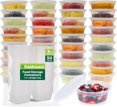 50 Pack 8 oz Leakproof BPA Free Meal Prep Containers - Microwave &amp; Freez... - $37.57