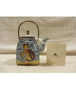 Vintage 2000 Empress Arts Enamel Teapot Cat with Fruit Basket - €13,75 EUR