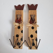 Chicken Wooden Metal Farm House Country Decor Rooster Hen Set of 2 - £7.60 GBP