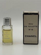 Vintage CHANEL No. 19 Eau De Toilette Mini Travel 4.5ml 75% Full W/ Box ... - £22.59 GBP