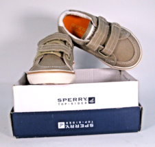 Sperry Canvas Boat Shoes Toddler Size 6M Khaki Beige Strap Closure Top Sider NEW - £12.92 GBP