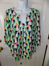 Crown &amp; Ivy Multi Colored Elephant Parade Print Peasant Top Size S Women&#39;s EUC - £14.25 GBP