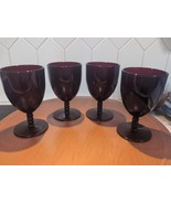 5.25 Inch Ruby Red Glass Footed Goblets, Set of Four Vintage Collectible... - £31.28 GBP