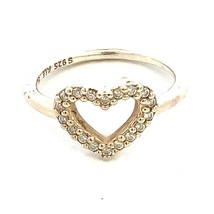 Pandora 925 Vintage Sterling Silver Shiny Topaz Open Love Heart Ring Size 6.25 - £35.91 GBP