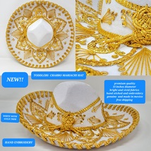 white  with gold decorations childrens mexican charro hats mariachi somb... - £39.86 GBP