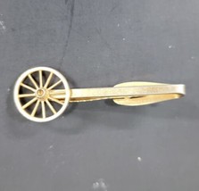 Vintage Hickok USA Gold Wagon Wheel Tie Clip with Red Gem Wheel Turns - $19.39