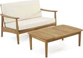 Christopher Knight Home 312644 Felix Outdoor Acacia Wood Loveseat Set with - £410.97 GBP
