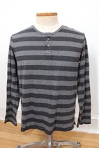 Vince L Gray Stripe Pima Cotton Henley Long Sleeve T-Shirt Peru - £28.22 GBP