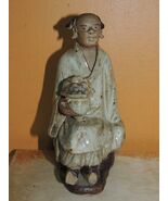 Chinese Mud Man/ Men Beige &amp; Brown Robe Basket 5.5" drip glaze mark Chin... - $269.99