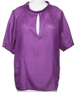 CHLOE Blouse Top Shirt Violet Purple Silk Short Sleeve Sz 34 - £70.99 GBP