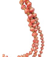 Coral Necklace Rolled Paper Bead Chunky 3 Strand Pink Gold Statement Ethnic - €15,71 EUR
