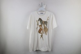 Vintage 90s Streetwear Womens Medium Wildlife Safari Zebra Giraffe T-Shirt USA - £31.12 GBP
