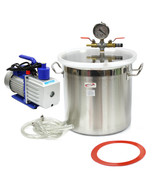 5 Gallon Stainless Steel Vacuum Degassing Chamber Silicone Kit w/5 CFM P... - £132.55 GBP