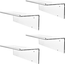Set Of 4 Clear Acrylic Wall Mounted Floating Shelves For Lego Sets,, And... - £25.90 GBP