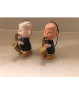 2 1972 United Features Japan Ceramic LINUS PLAYING SAXOPHONE Ornaments - $68.31 CAD