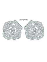 Real Moissanite Rose Flower Studs Earrings Jewelry For Women 925 Silver Jewelry. - £93.85 GBP