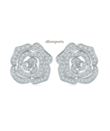 Real Moissanite Rose Flower Studs Earrings Jewelry For Women 925 Silver ... - £92.31 GBP