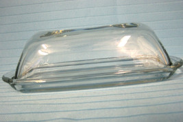 Crystal Clear Glass Butter Dish Under The Dome Quarter Pound Size No Pat... - £21.47 GBP