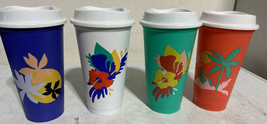 Starbucks 2020 Reusable Hot Cups Tumbler Summer 4 pack Palm Trees Tiki Flowers - £11.59 GBP