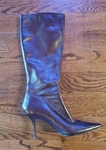 ALDO Women&#39;s Size EU38/US 7.5  Brown Leather Pointed Toe High Heel Zipper Boots - £21.86 GBP
