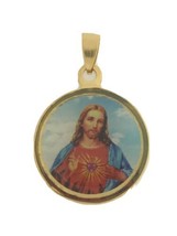  14k gold Plated Sacred Heart of Jesus Religious Pendant Necklace Stainl... - £10.00 GBP