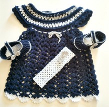baby clothes girls newborn sets dress headband shoes handmade crochet gift - £34.95 GBP