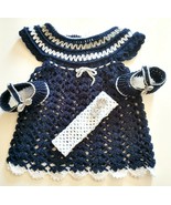 baby clothes girls newborn sets dress headband shoes handmade crochet gift - £35.61 GBP