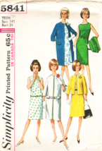 Teen&#39;s DRESS &amp; COAT Vintage 1964 Simplicity Pattern 5841 Size 14 - £9.59 GBP