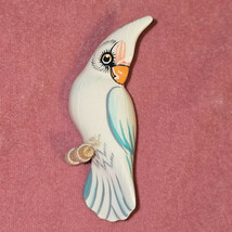 Vintage Wooden Takahashi Style Hand Painted Cockatoo Bird Pin Brooch 2.2... - $104.60