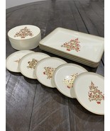 Otagiri  Christmas Tree Ivory Gold Plastic 4 Trays  14x10.5&quot; 5 Coasters - $552.33 MXN