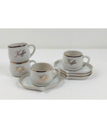 Vtg small white porcelain coffee cups with heart shaped saucers set of 4... - $66.35 CAD