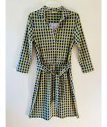 Ellie Kai Sz S Purple Yellow V Neck Midi Dress Geo Print Soft Stretch A ... - $62.10