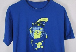 Cat in the box Pirate Meow Thinkgeek Think Geek large Blue Men&#39;s L t shi... - £7.90 GBP