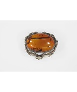 Vintage Mistletoe Baltic Amber Sterling Silver Brooch Pin 10.9g - $3,667.36 MXN