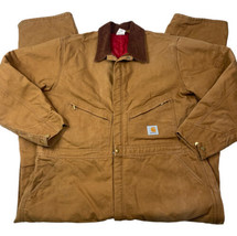 Vintage Carhartt Canvas Insulated Coveralls Size 50 Reg X01 BRN Union Made USA - £73.99 GBP