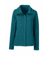 Lands End Women&#39;s Sweater Fleece Jacket Dark Teal Heather New - $762.79 MXN