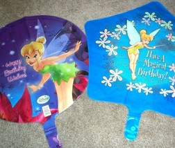 6 Tinkerbell Mylar Balloons 4 Star Shaped And 2 Round Plus Happy Birthday Badge - £7.81 GBP
