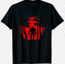 Bigfoot in the woods black t shirt thumb200