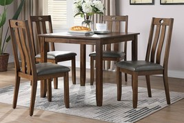 Combarro 5-Piece Dining Set in Walnut Finish and Upholstered Cushion - £543.76 GBP