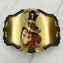 Raintree Vintage 1970s Antelope Pronghorn Western Belt Buckle - £15.81 GBP