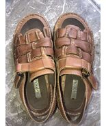 RJ Colt Mens Leather Sandals Brown Riverhead Open Toe Shoes  10M Adjusta... - $36.10