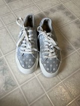 sincerely jules &quot;Tag&quot; sneakers 8.5 Light Blue with Daisy Print  Lace Up - $35.20