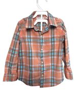Janie And Jack Toddler Boy Button Up Shirt Orange Plaid Size 3 Cotton 100% - $14.58 CAD