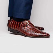 Genuine caiman crocodile Shoes Rovigo Cognac Straps image 6