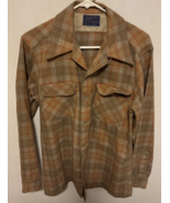 Vtg Pendleton Board Shirt Mens Medium Wool Blue Beige Ombre Loop Collar - $88.11