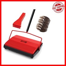 Manual Carpet Sweeper with Horsehair Brush - Effortless Pet Hair Removal - $41.57