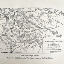 Map 1930 Seven Days Battle Richmond 5.5 x 9&quot; Virginia History Ephemera D... - $373.69 MXN